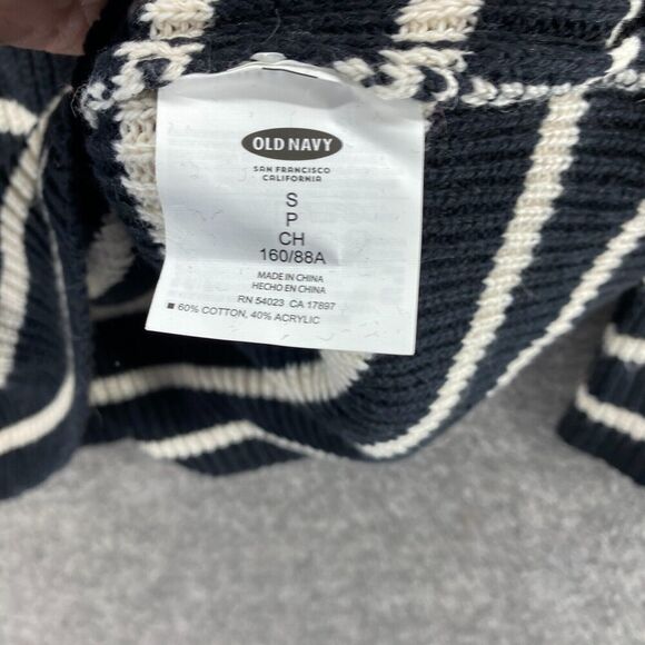 Old Navy Sweater Pullover Women S Small Black Striped Knit Long Sleeve Cotton - Picture 6 of 9
